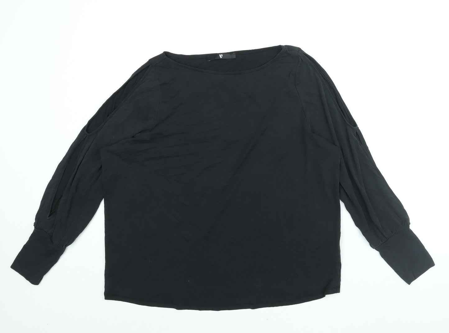 Very Womens Black Modal Basic Blouse Size 14 Round Neck - Sleeve Cut Out