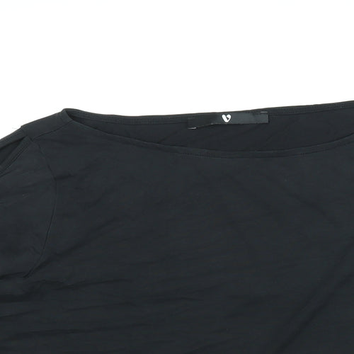 Very Womens Black Modal Basic Blouse Size 14 Round Neck - Sleeve Cut Out