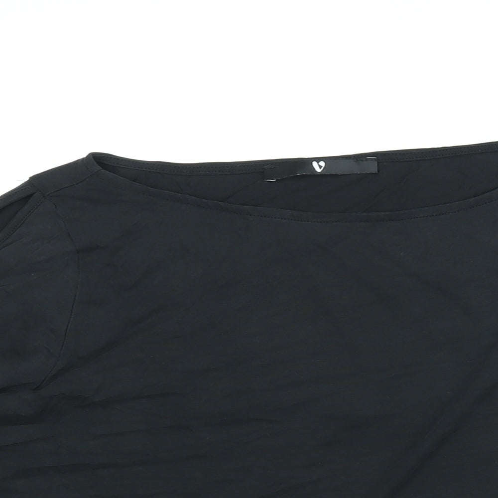 Very Womens Black Modal Basic Blouse Size 14 Round Neck - Sleeve Cut Out