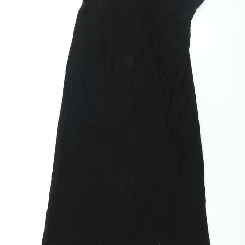 Zara Womens Black Viscose Maxi Size M One Shoulder Zip - Rouched Front Slit