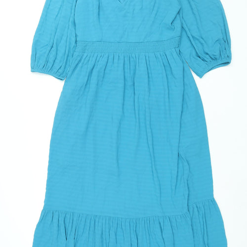 French Connection Womens Blue Polyester Maxi Size M V-Neck Zip