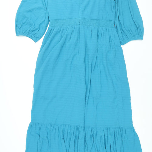 French Connection Womens Blue Polyester Maxi Size M V-Neck Zip