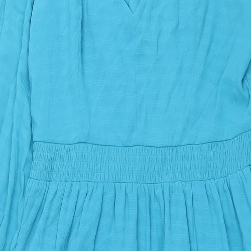 French Connection Womens Blue Polyester Maxi Size M V-Neck Zip