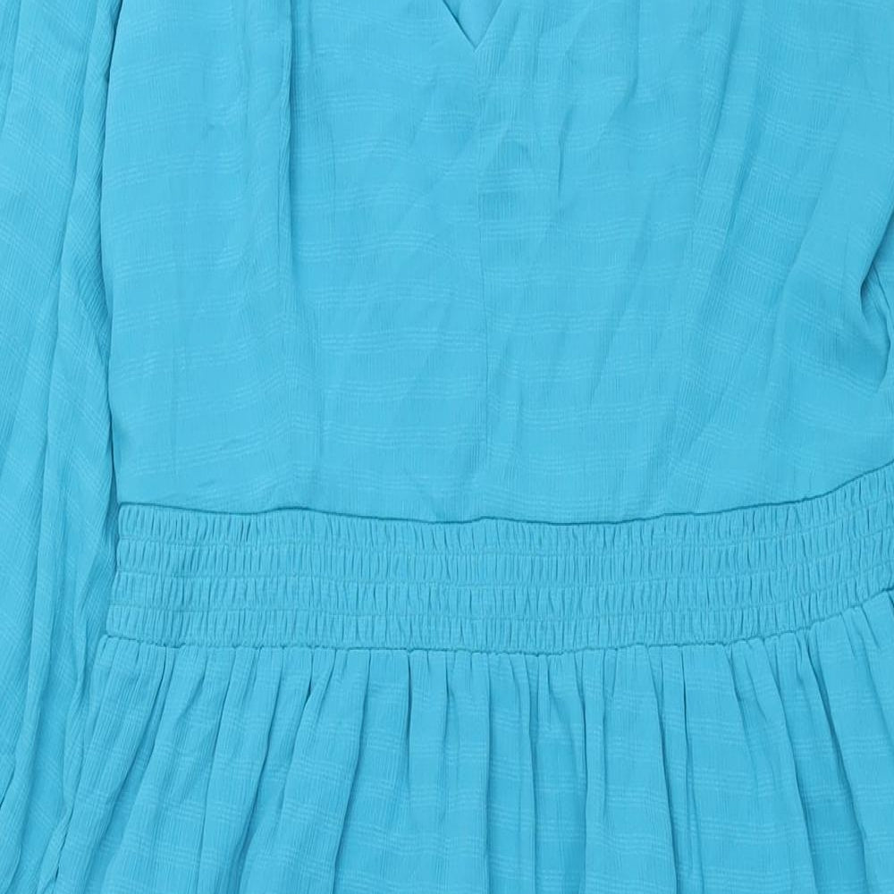 French Connection Womens Blue Polyester Maxi Size M V-Neck Zip