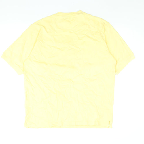 Maine New England Mens Yellow Cotton T-Shirt Size M Crew Neck - Embroidered Logo
