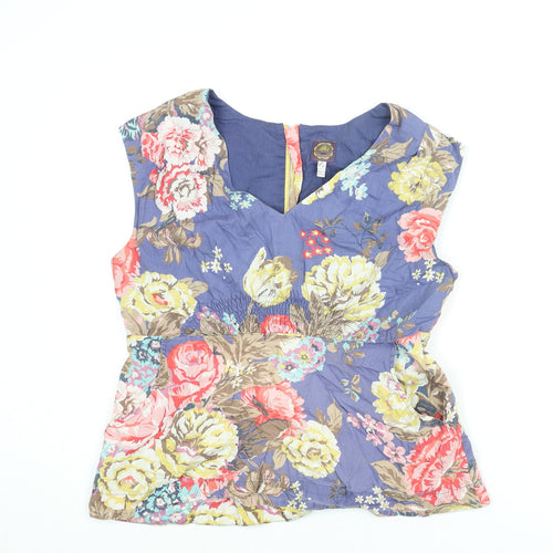 Joules Womens Multicoloured Floral Cotton Camisole Blouse Size 14 V-Neck