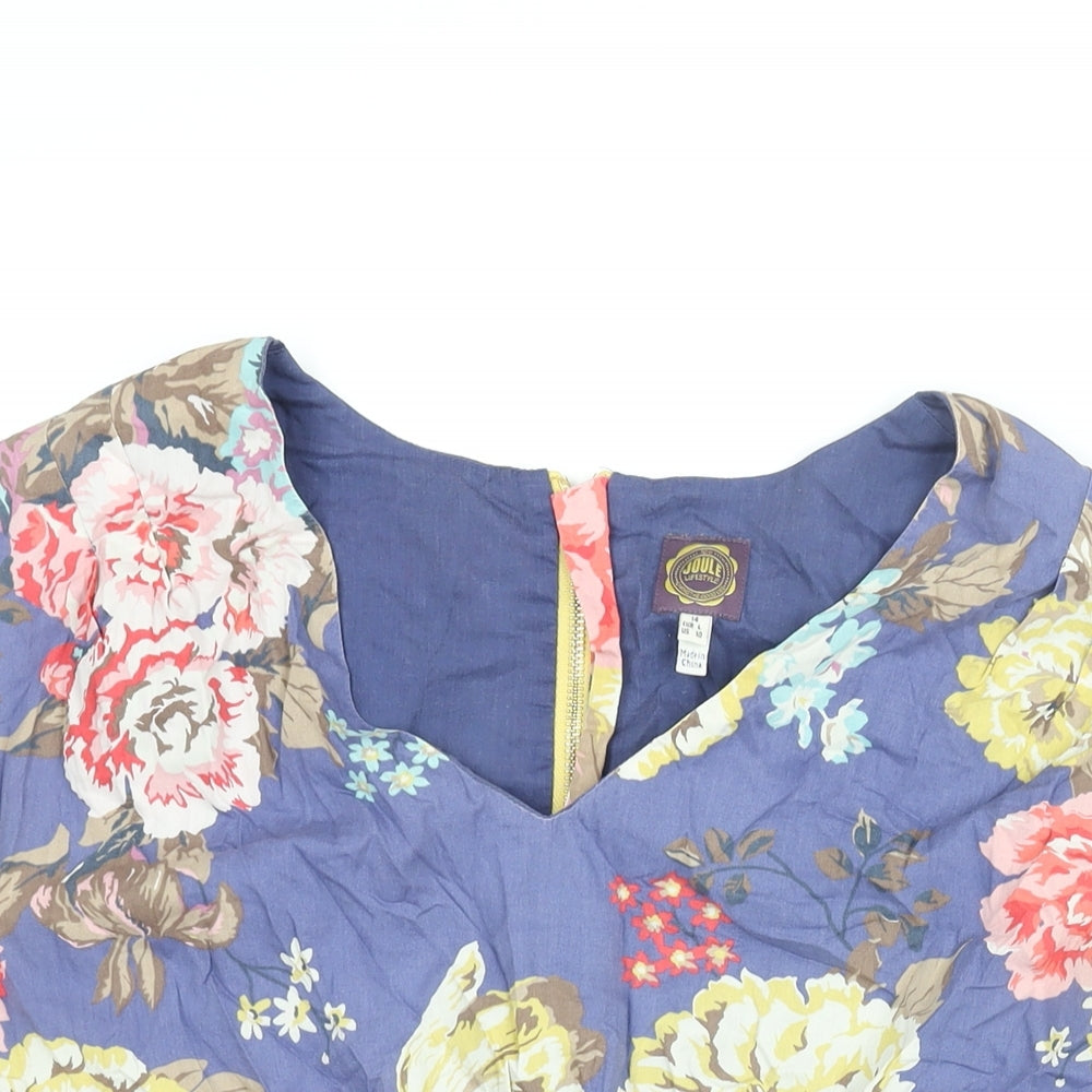 Joules Womens Multicoloured Floral Cotton Camisole Blouse Size 14 V-Neck