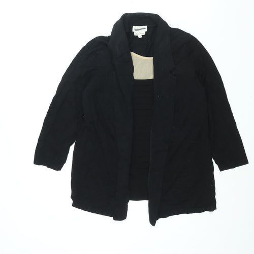 NEXT Womens Black Scoop Neck Cotton Cardigan Jumper Size 14 - Pleated Blouse Layer