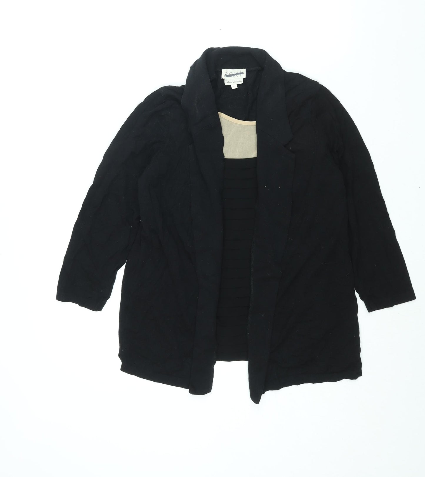 NEXT Womens Black Scoop Neck Cotton Cardigan Jumper Size 14 - Pleated Blouse Layer