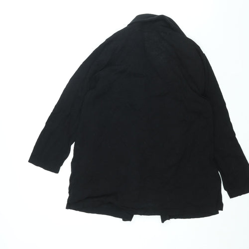NEXT Womens Black Scoop Neck Cotton Cardigan Jumper Size 14 - Pleated Blouse Layer