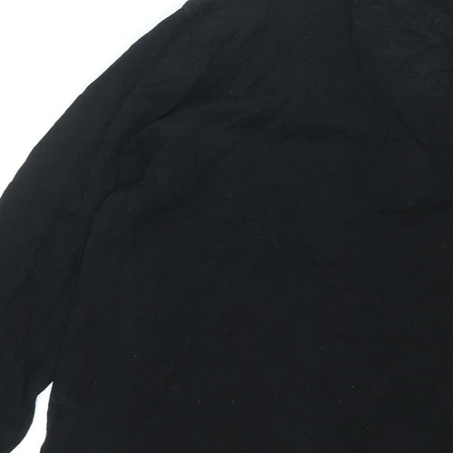 NEXT Womens Black Scoop Neck Cotton Cardigan Jumper Size 14 - Pleated Blouse Layer