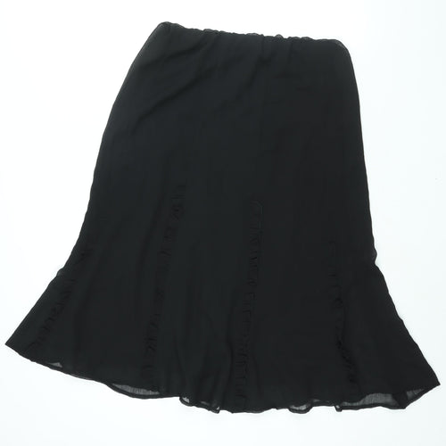 Damart Womens Black Polyester A-Line Skirt Size 12 - Frill