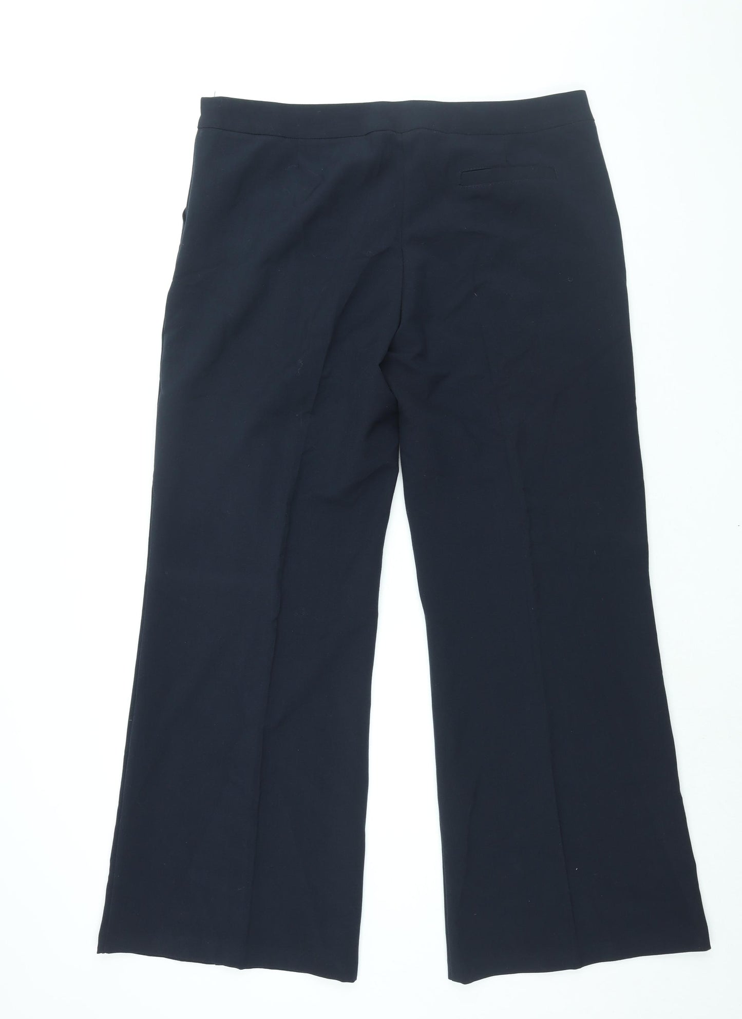 New Look Womens Blue Polyester Trousers Size 16 L31 in Regular Zip - Button Detail