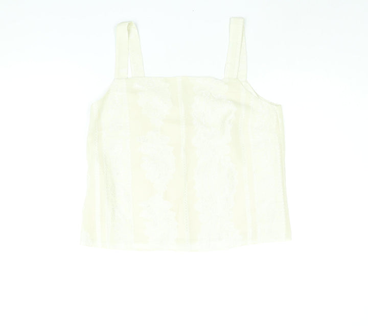 Roman Womens Ivory Geometric Polyester Camisole Blouse Size 14 Square Neck