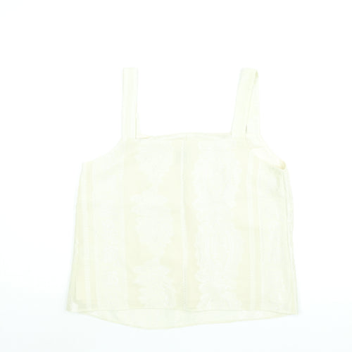 Roman Womens Ivory Geometric Polyester Camisole Blouse Size 14 Square Neck