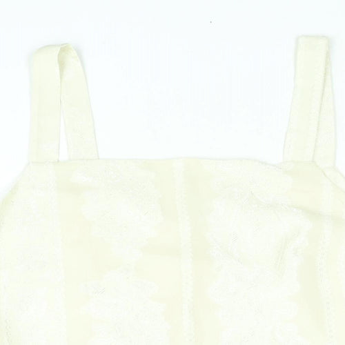 Roman Womens Ivory Geometric Polyester Camisole Blouse Size 14 Square Neck