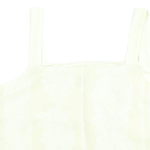 Roman Womens Ivory Geometric Polyester Camisole Blouse Size 14 Square Neck