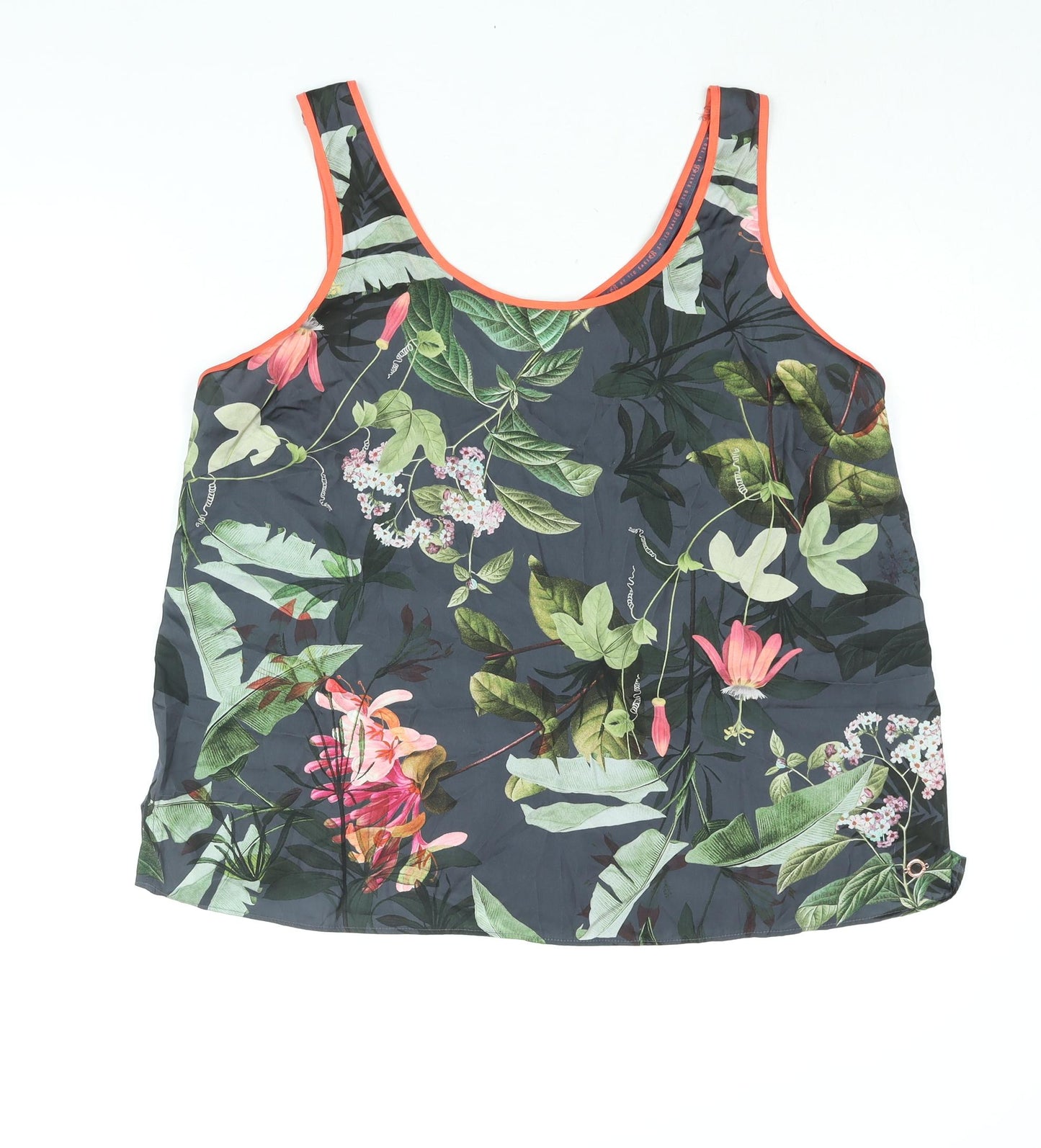 Ted Baker Womens Grey Polyester Camisole Blouse Size 18 Scoop Neck - Floral Print