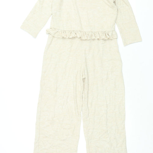 River Island Girls Beige Polyester Jumpsuit One-Piece Size 9-10 Years L25 in Button - Frill