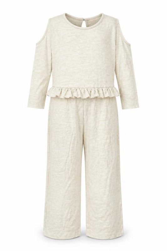 River Island Girls Beige Polyester Jumpsuit One-Piece Size 9-10 Years L25 in Button - Frill
