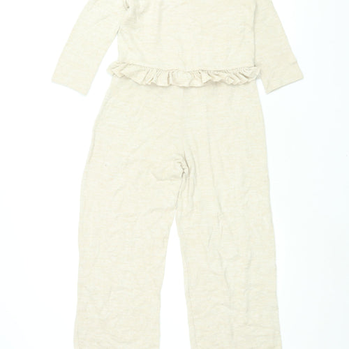 River Island Girls Beige Polyester Jumpsuit One-Piece Size 9-10 Years L25 in Button - Frill