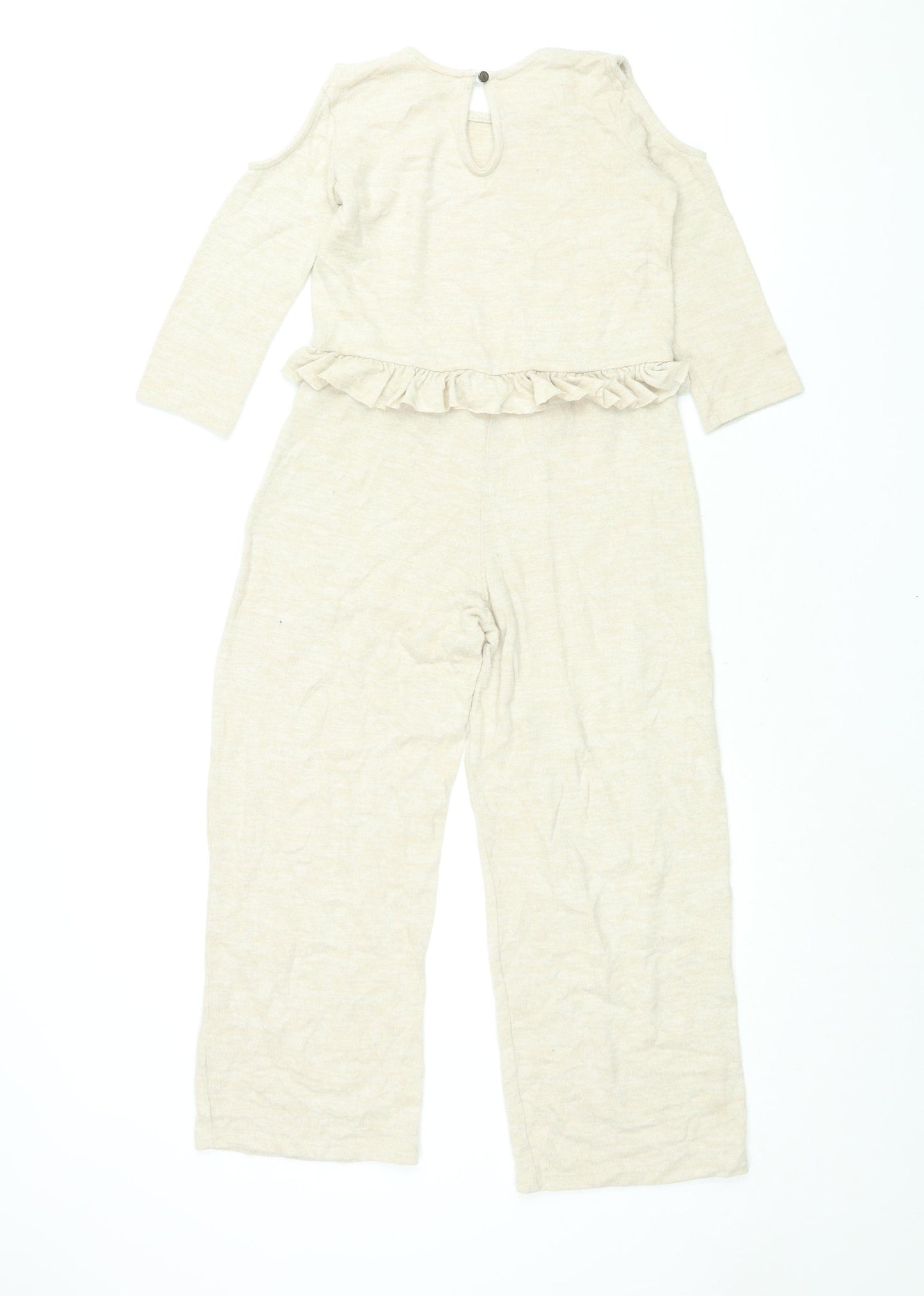 River Island Girls Beige Polyester Jumpsuit One-Piece Size 9-10 Years L25 in Button - Frill