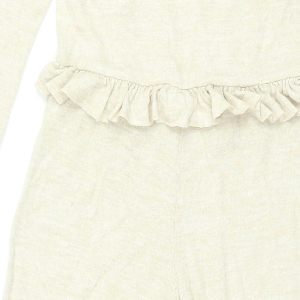 River Island Girls Beige Polyester Jumpsuit One-Piece Size 9-10 Years L25 in Button - Frill