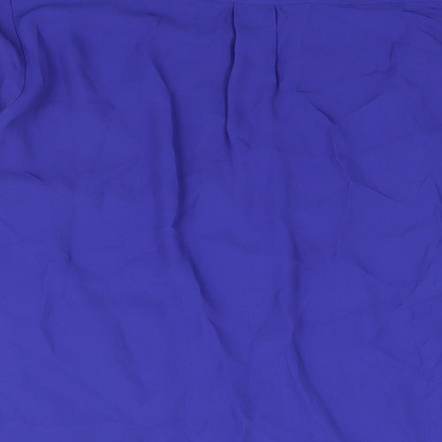 M&Co Womens Blue Polyester Basic Blouse Size 14 V-Neck