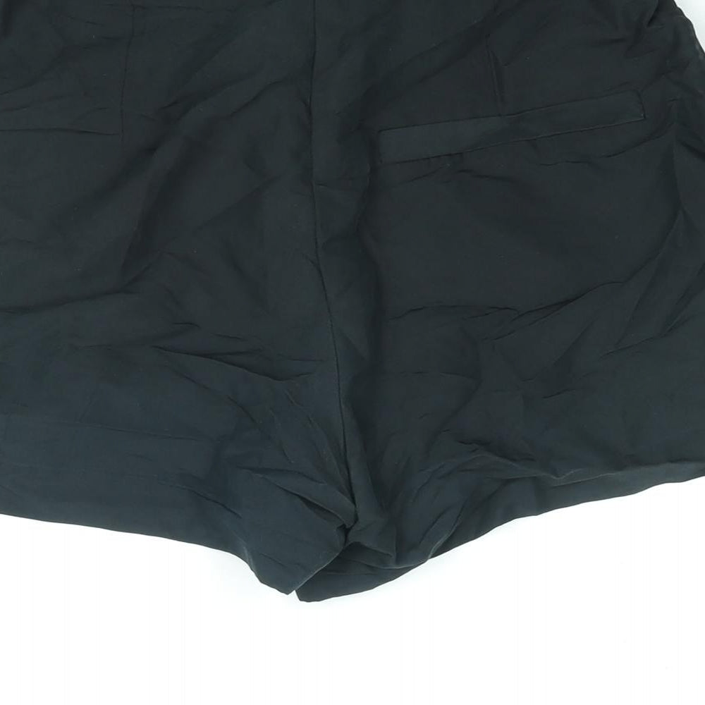 Monki Womens Black Polyester Paperbag Shorts Size 10 L3 in Regular Zip - Belted