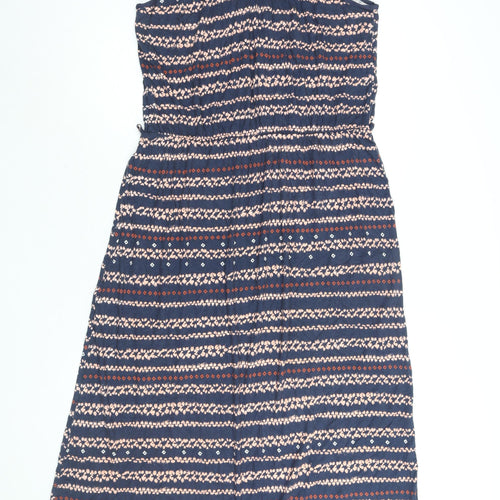 Apricot Womens Blue Geometric Viscose Maxi Size 16 Round Neck Button