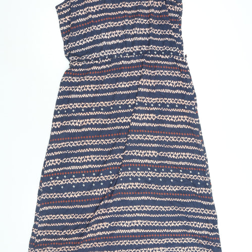 Apricot Womens Blue Geometric Viscose Maxi Size 16 Round Neck Button