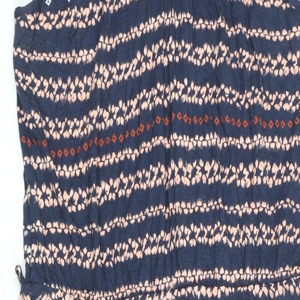 Apricot Womens Blue Geometric Viscose Maxi Size 16 Round Neck Button