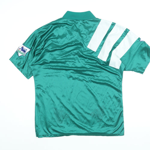 adidas Mens Green Polyester Basic T-Shirt Size XL V-Neck Pullover - Liverpool FC 100 Years 1892-1992 Calsburg