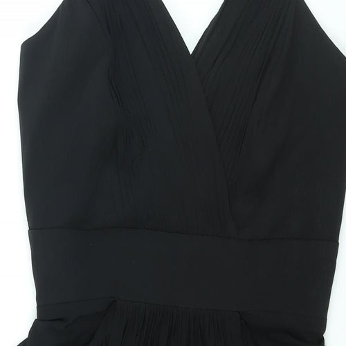 Coast Womens Black Acetate Shift Size 12 V-Neck Zip - Rouched