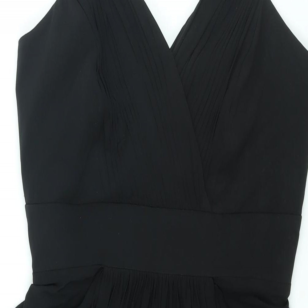 Coast Womens Black Acetate Shift Size 12 V-Neck Zip - Rouched
