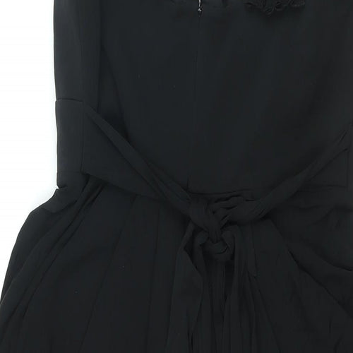 Coast Womens Black Acetate Shift Size 12 V-Neck Zip - Rouched