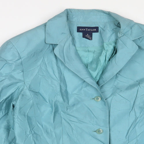 Ann Taylor Womens Blue Jacket Blazer Size S Button