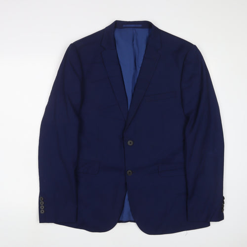 Burton Mens Blue Polyester Jacket Suit Jacket Size 44 Regular