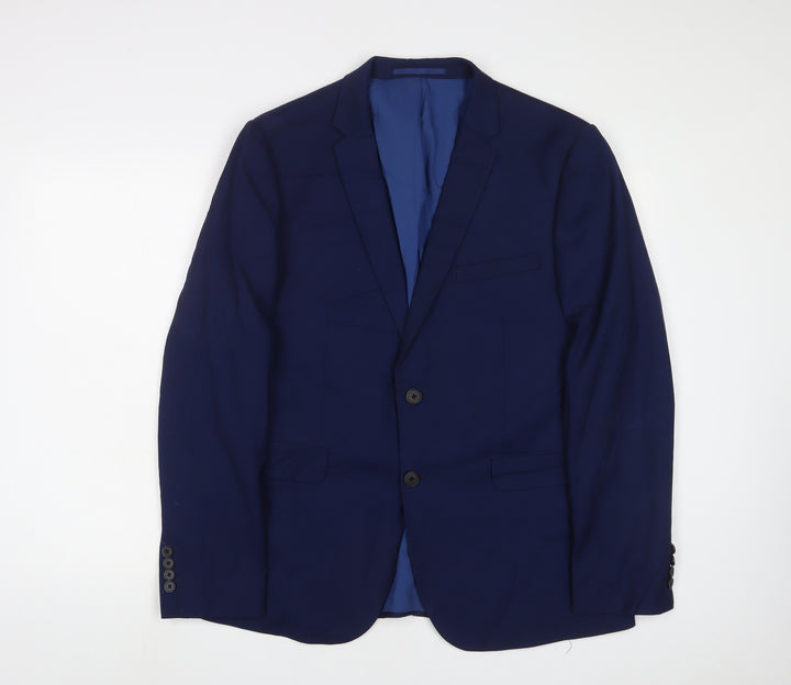 Burton Mens Blue Polyester Jacket Suit Jacket Size 44 Regular