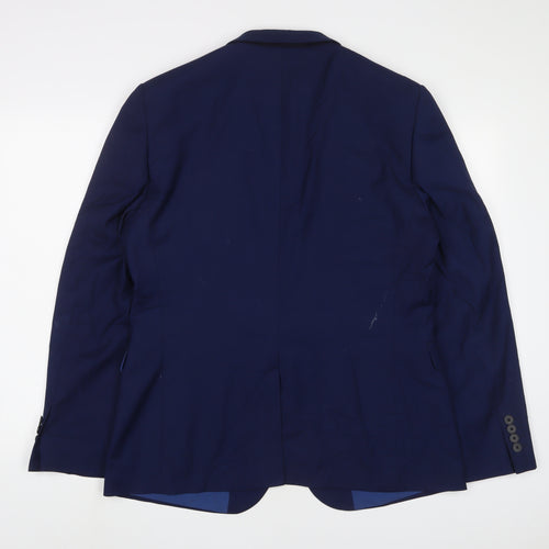 Burton Mens Blue Polyester Jacket Suit Jacket Size 44 Regular