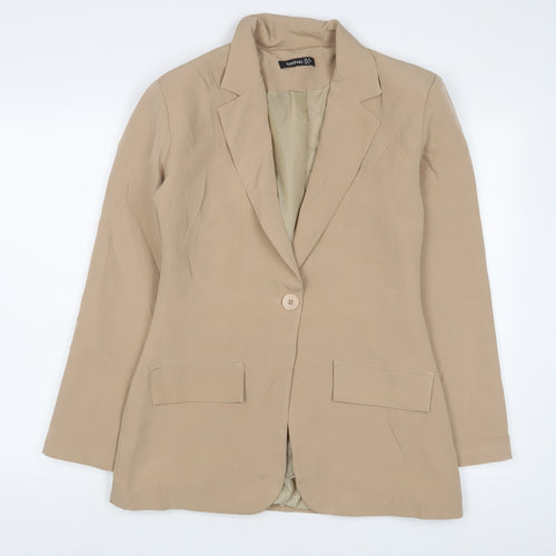 Boohoo Womens Beige Jacket Blazer Size 10 Button