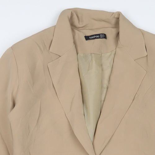 Boohoo Womens Beige Jacket Blazer Size 10 Button