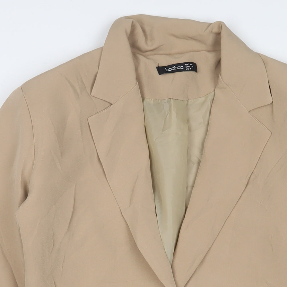 Boohoo Womens Beige Jacket Blazer Size 10 Button