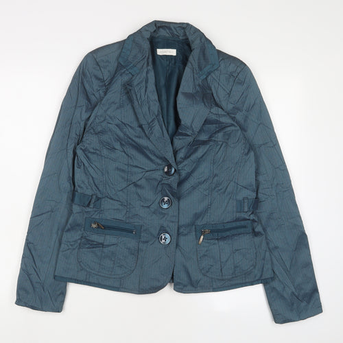 Bonita Womens Blue Jacket Blazer Size 12 Button