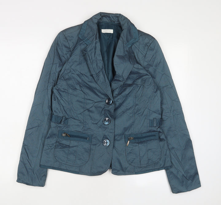 Bonita Womens Blue Jacket Blazer Size 12 Button