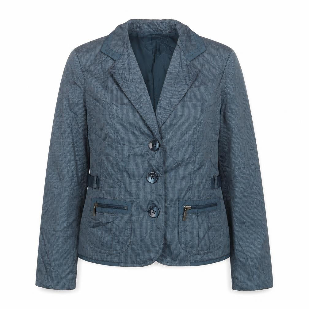 Front view of Bonita women’s blue jacket blazer, size UK 12, button