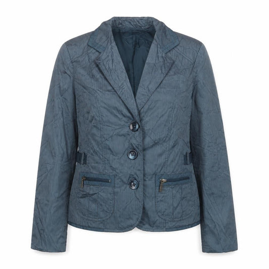 Front view of Bonita women’s blue jacket blazer, size UK 12, button