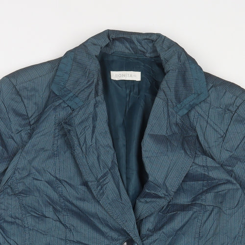 Bonita Womens Blue Jacket Blazer Size 12 Button