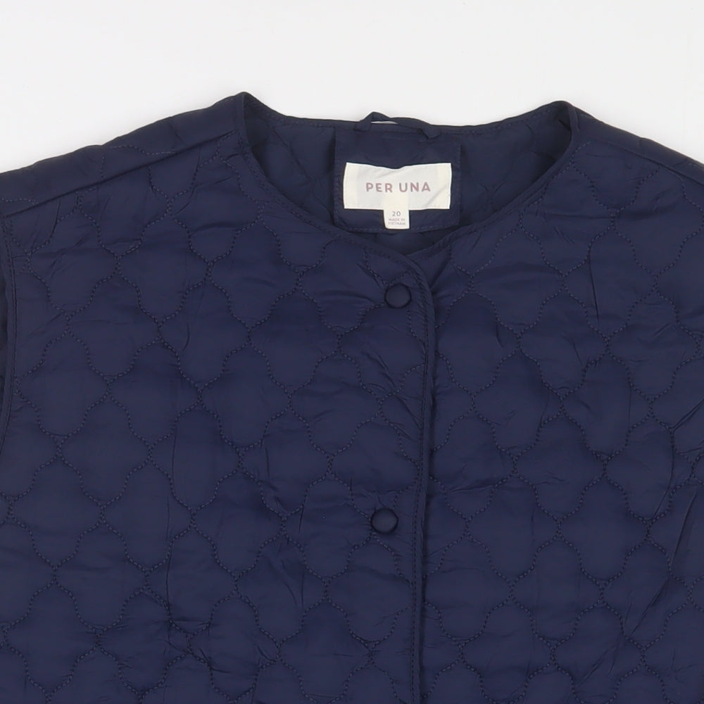 Per Una Womens Blue Gilet Jacket Size 20 Snap