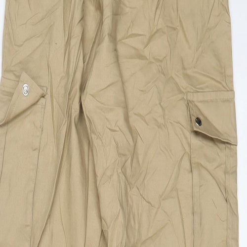 PRETTYLITTLETHING Womens Beige Cotton Cargo Trousers Size 4 L30 in Regular